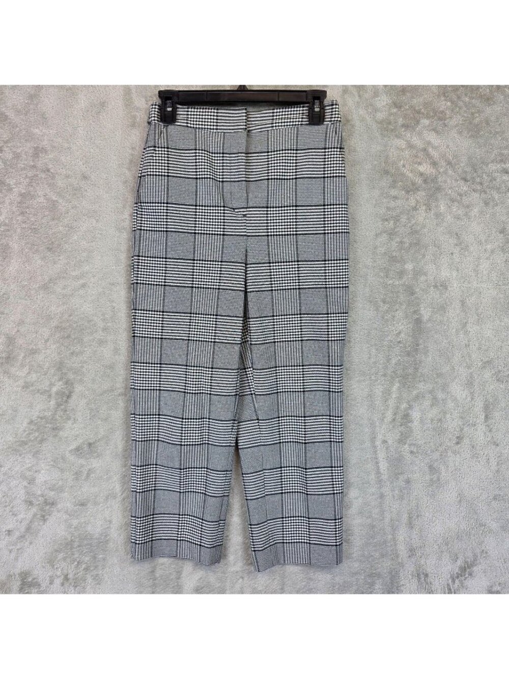 Express Editor Straight Dress Pants Womens 4S Gray Check Twill Super High Rise